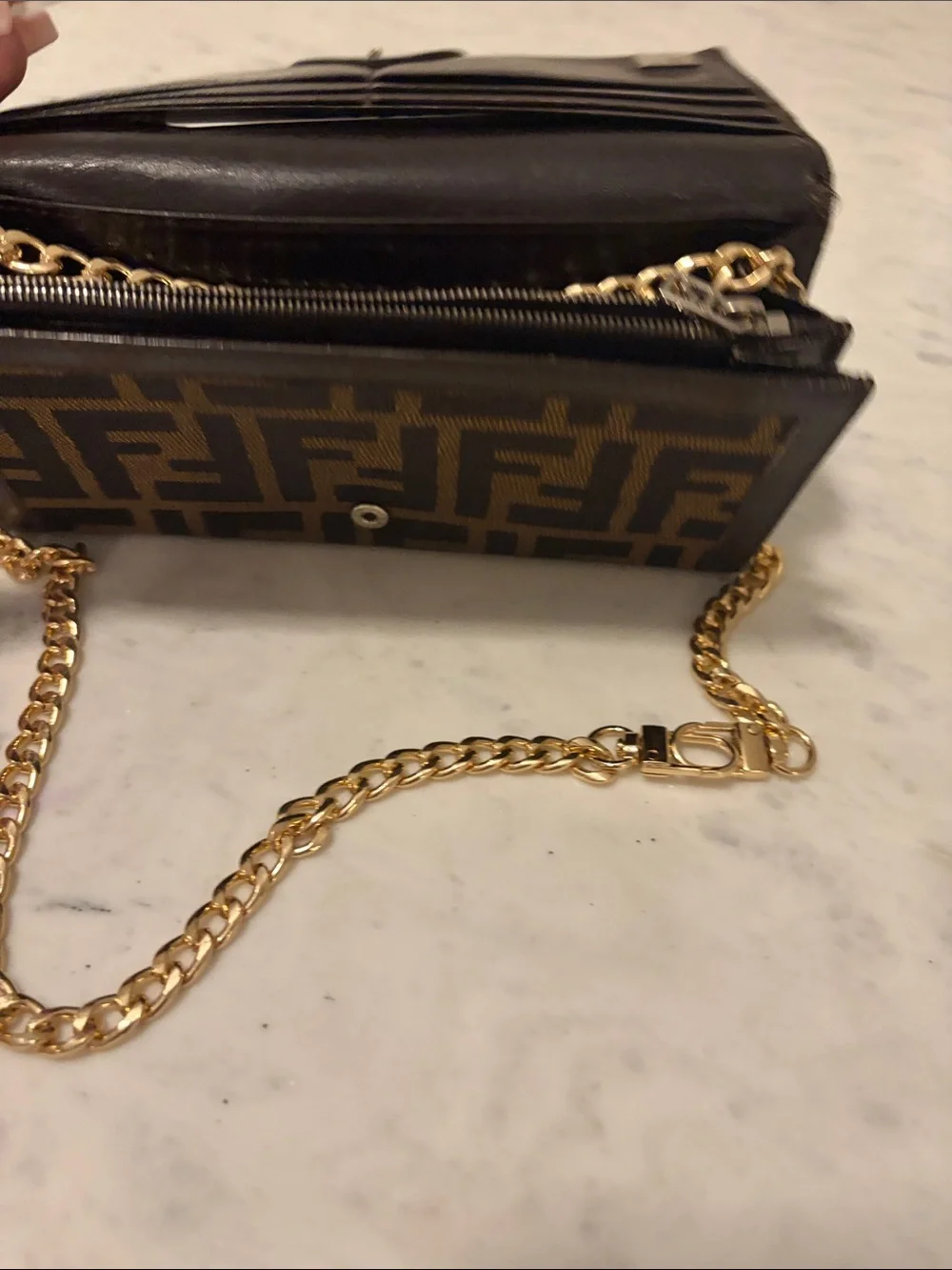 Fendi Brown and Black Monogram Chain Clutch - Picture 6 of 7